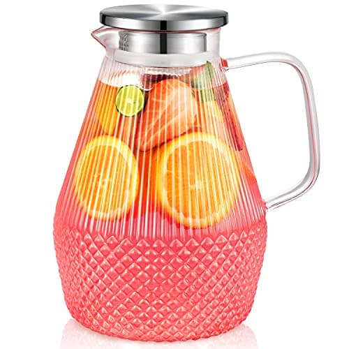 veecom 80 oz Glass Pitcher with Lid and Spout