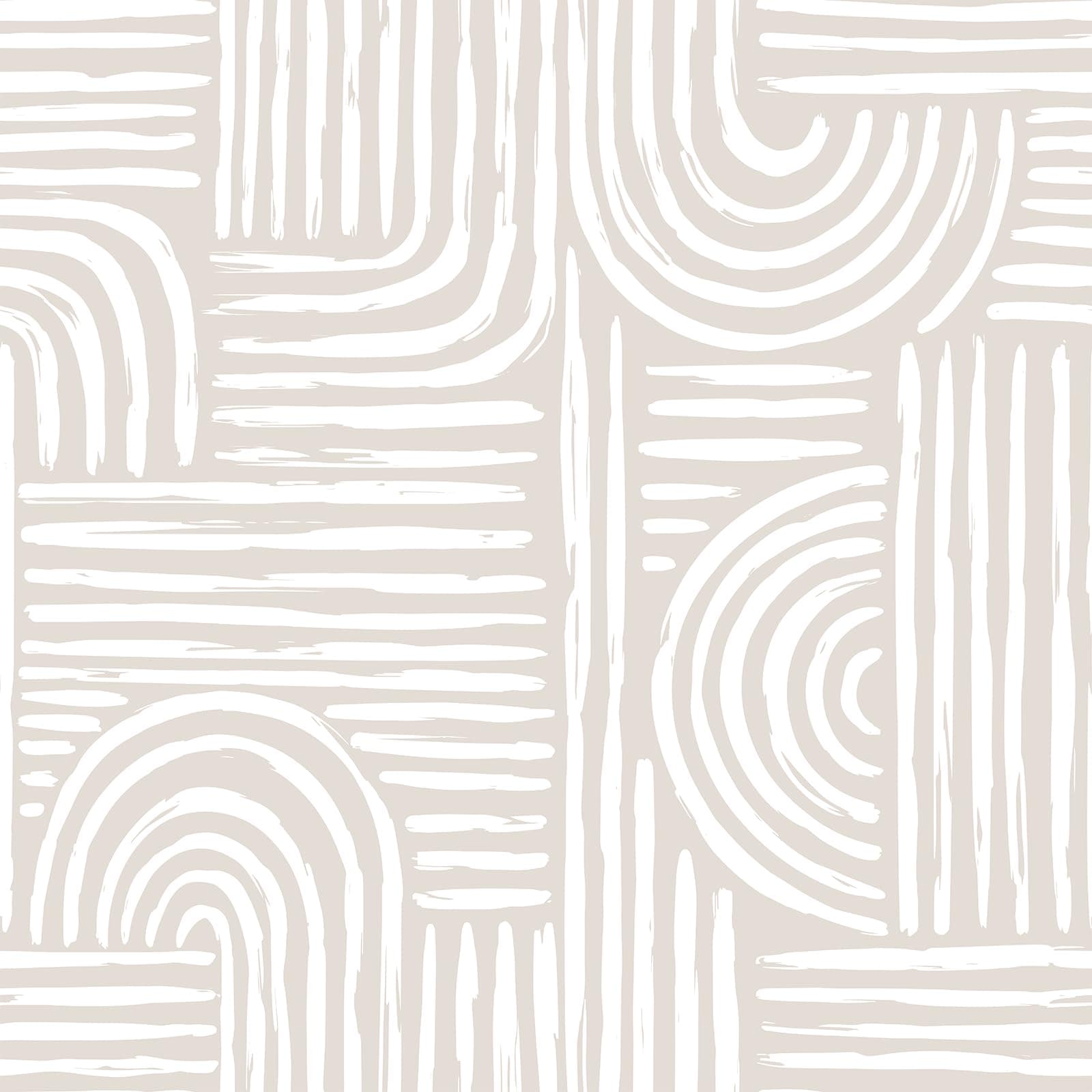 VEELIKE Neutral Geometric Peel and Stick Wallpaper Boho