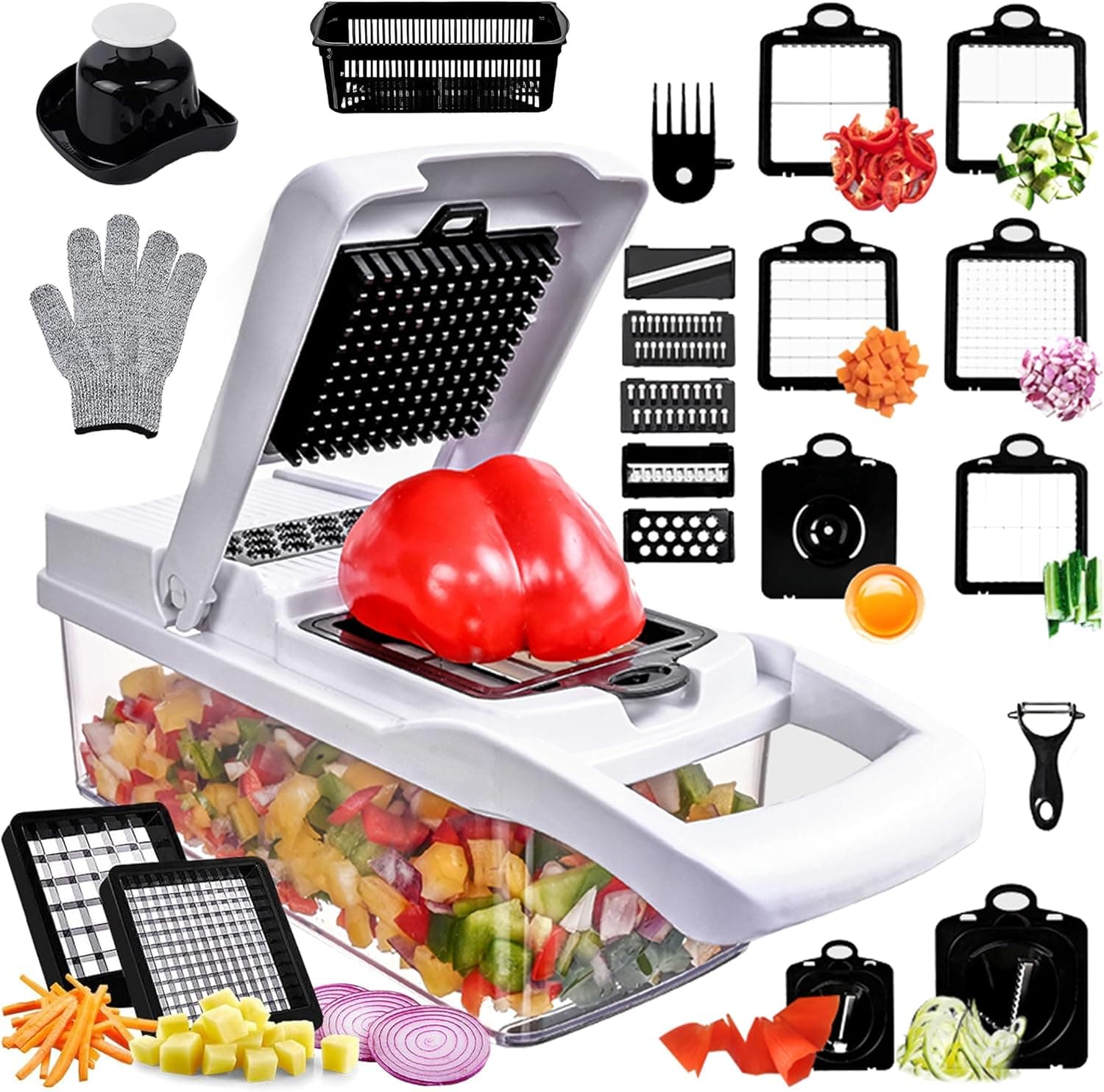 25-in-1 Vegetable Chopper with 13 Blades and Mandoline Slicer