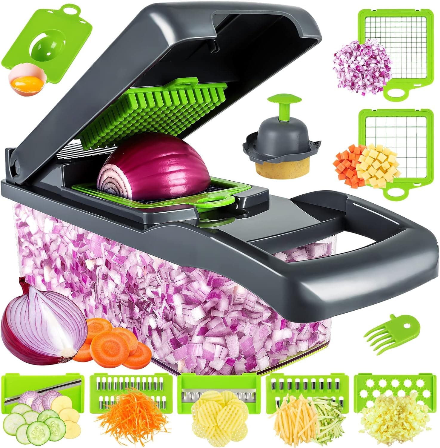 Vegetable Chopper Pro Onion Chopper 13-in-1 with Container