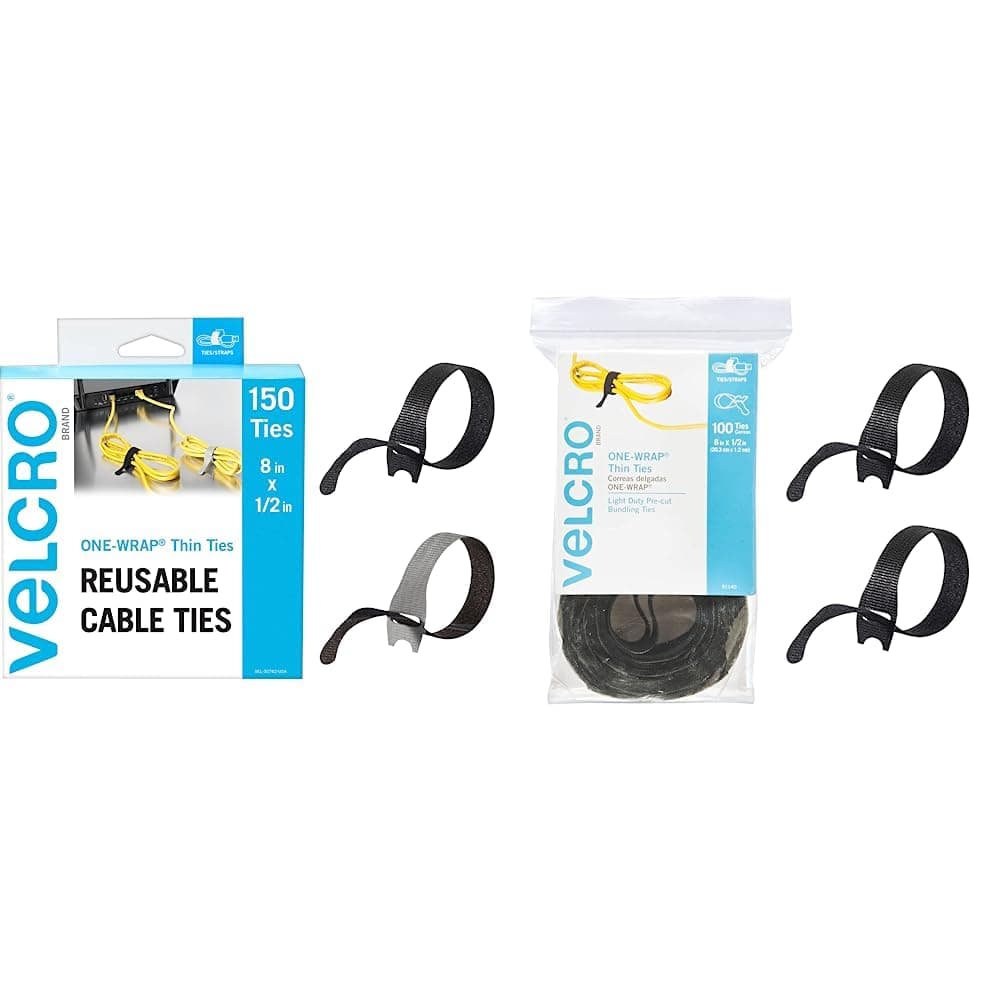 VELCRO Brand Reusable Cable Ties 100 Pack