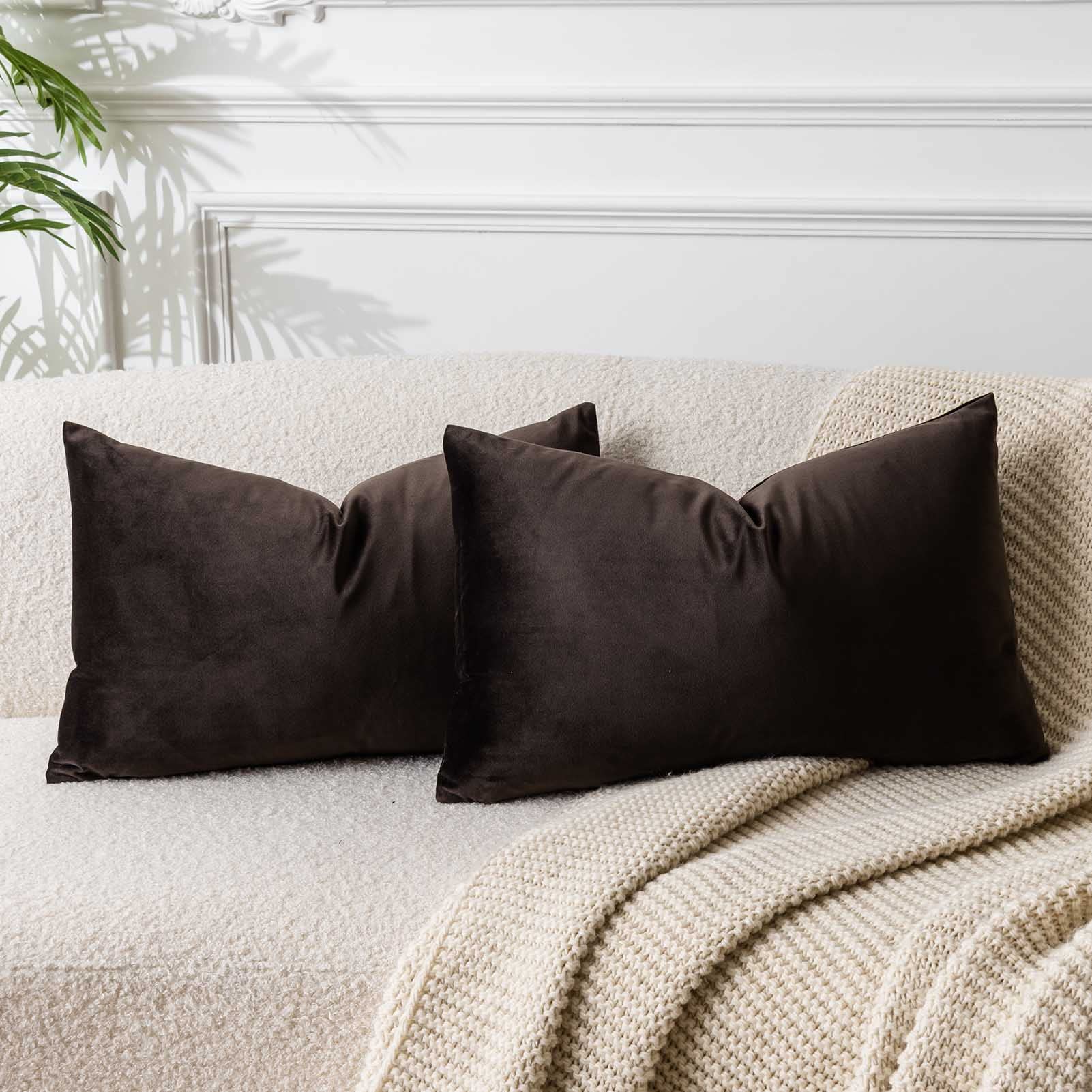 Velvet Lumbar Pillow Covers Set of 2