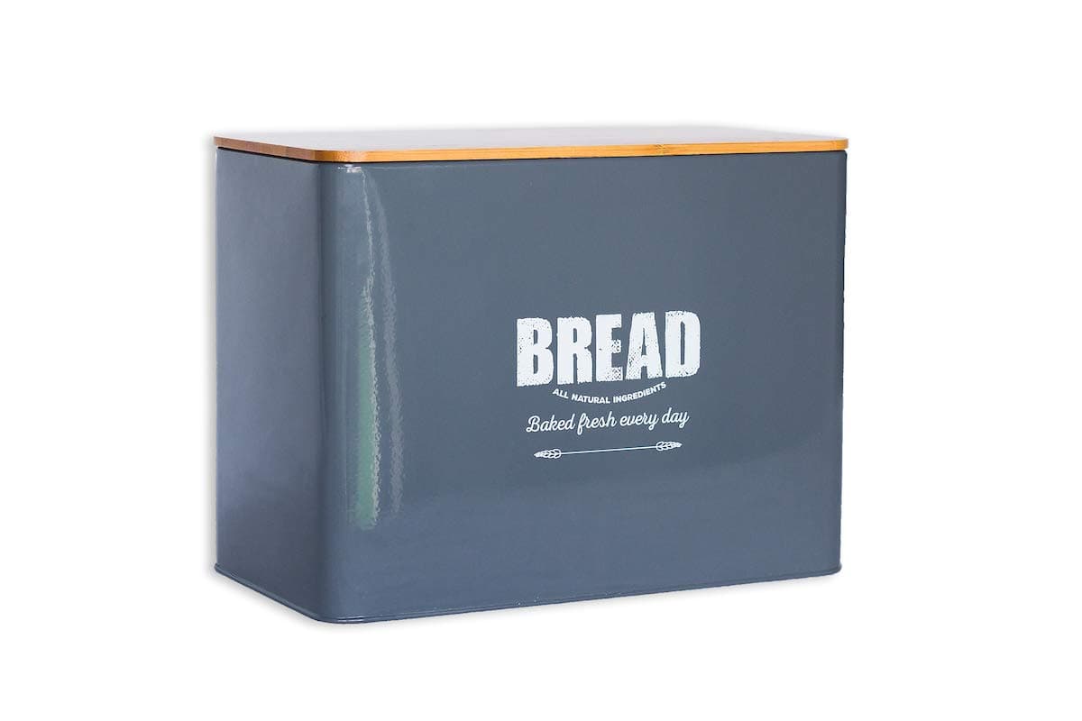 Extra Large Vintage Bread Box with Bamboo Lid