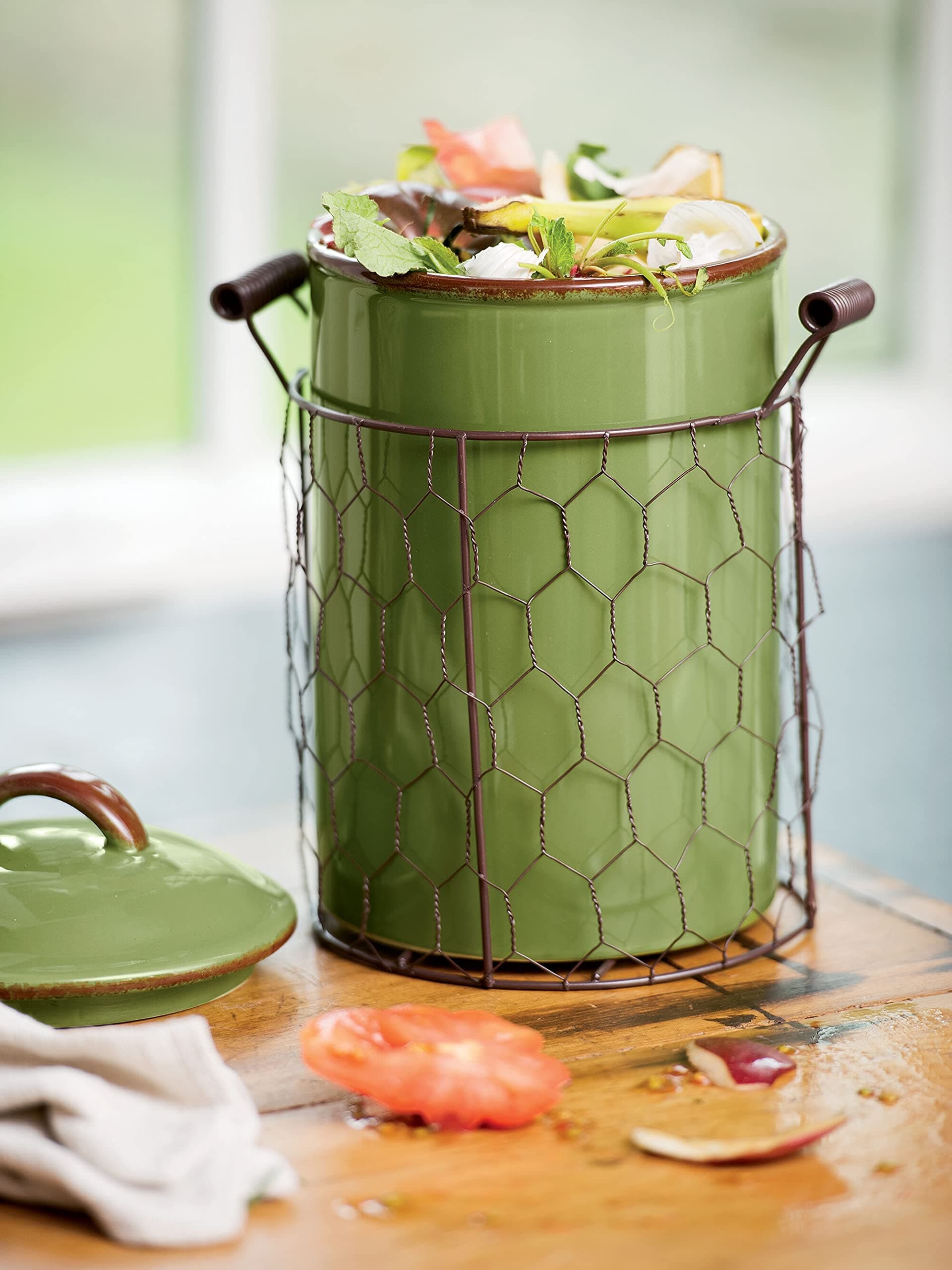 Vintage-Style Countertop Compost Pail