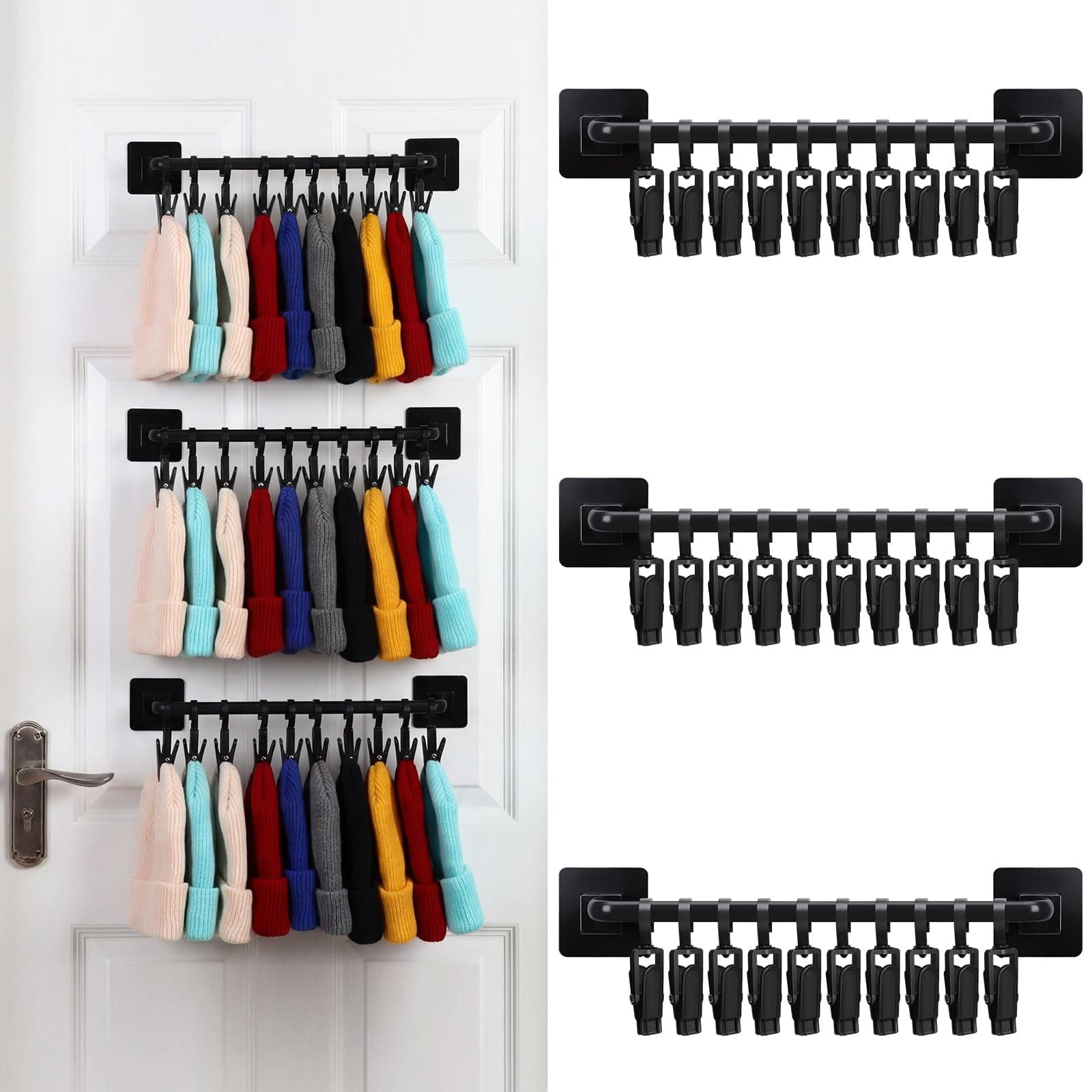 Woven Rattan Wall Hooks Set of 4