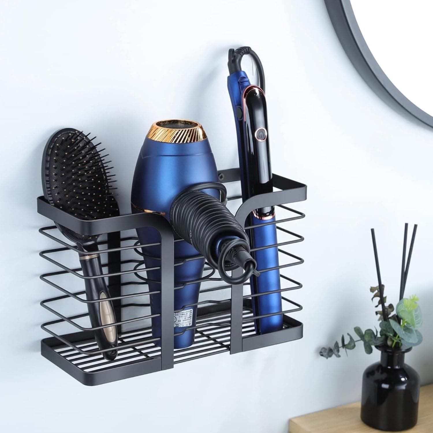 Wall-Mounted Hair Tool Organizer 3-in-1