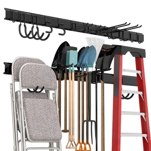 Wall-Mounted Tool Organizer Rack (5 slots + 6 hooks)