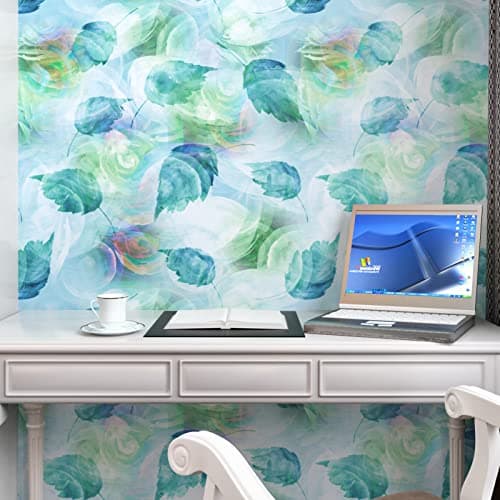 Wallderful Abstract Peel and Stick Wallpaper Art Deco Leaf Green