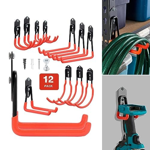 Wall-Mounted Sports Gear Organizer with Adjustable Hooks