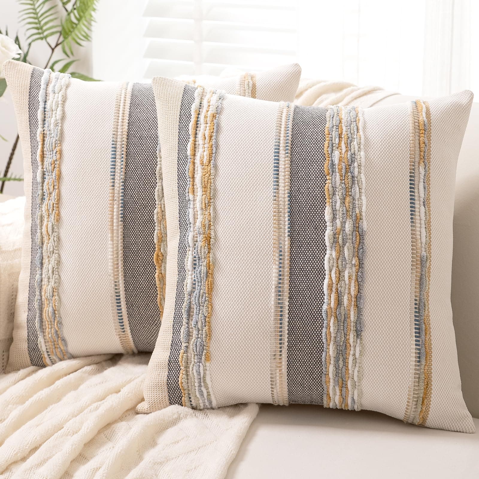 WANLIRD Boho Throw Pillow Covers 18x18 Set of 2