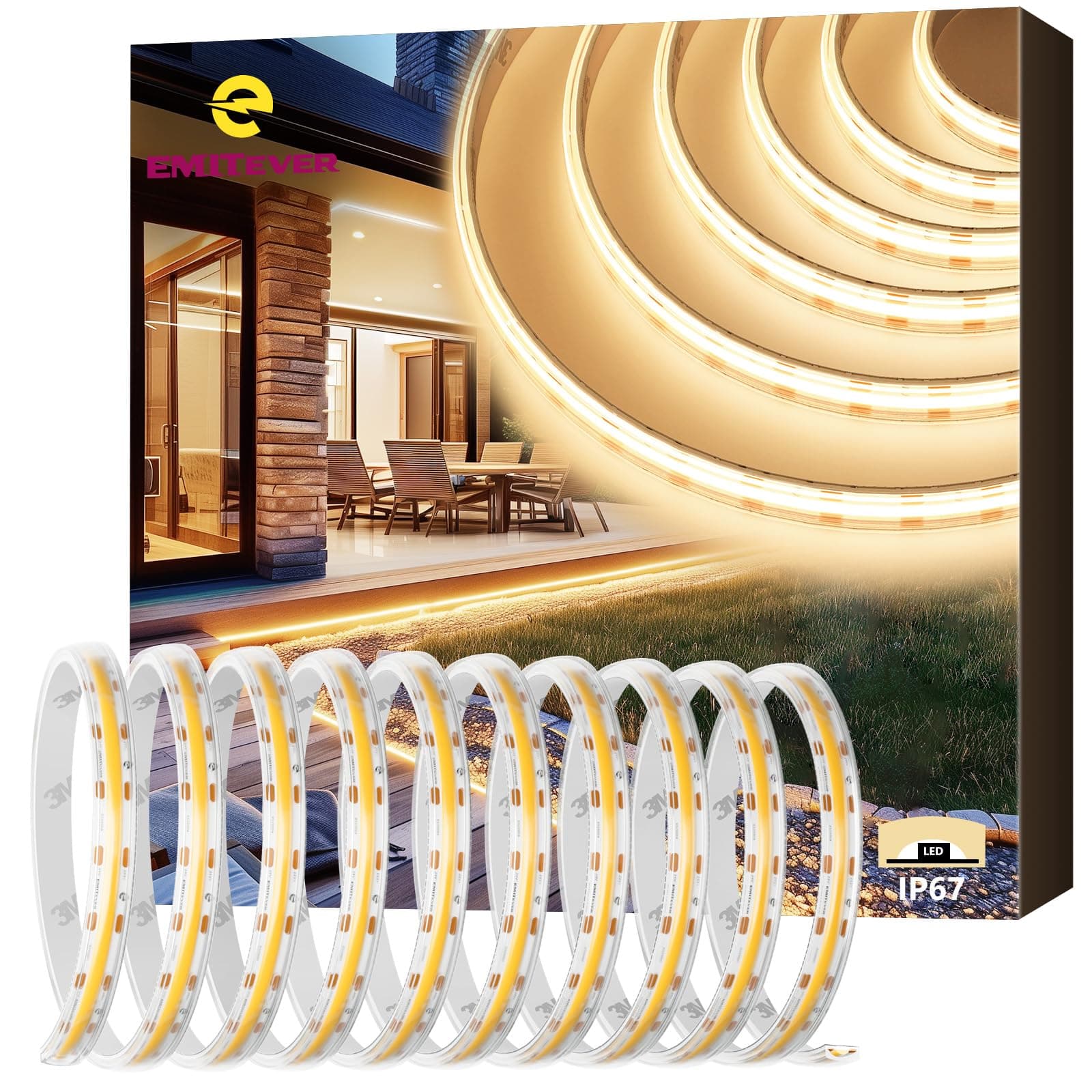 Warm White LED Light Strip (16ft, Dimmable)