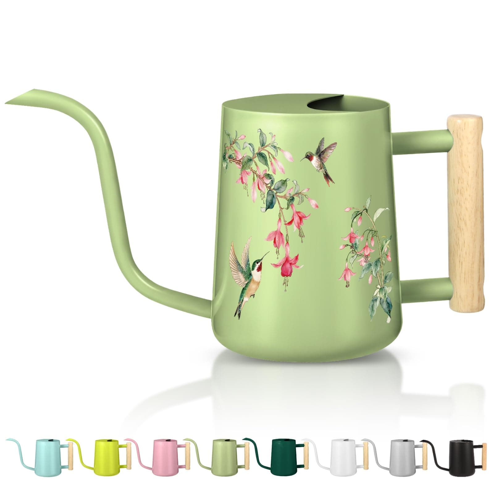 Watering Can 1L Metal Flower Garden White Decorative