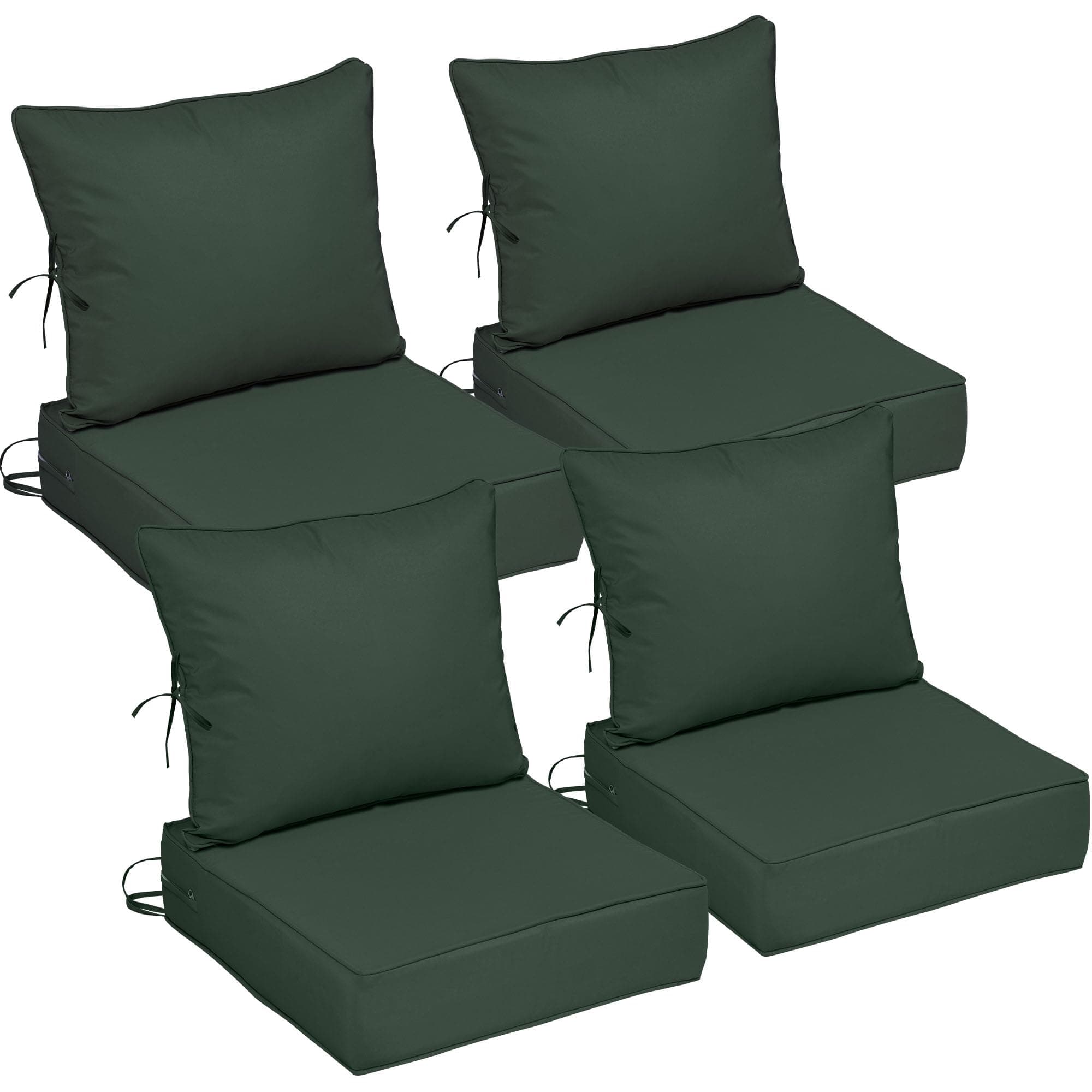 22x24 Outdoor Chair Cushions Set of 4 Cream with Piping Waterproof