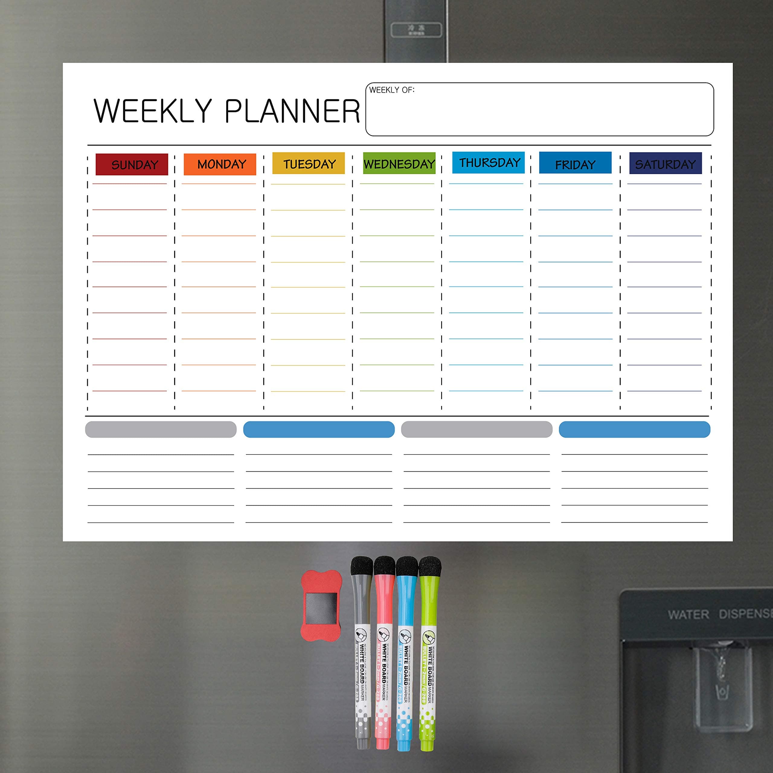 Magnetic Weekly Planner Whiteboard Calendar for Fridge