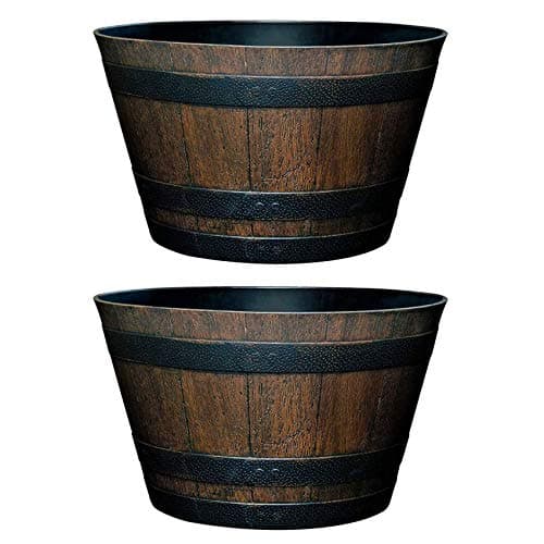 Resin Whiskey Barrel Planter (15-inch)