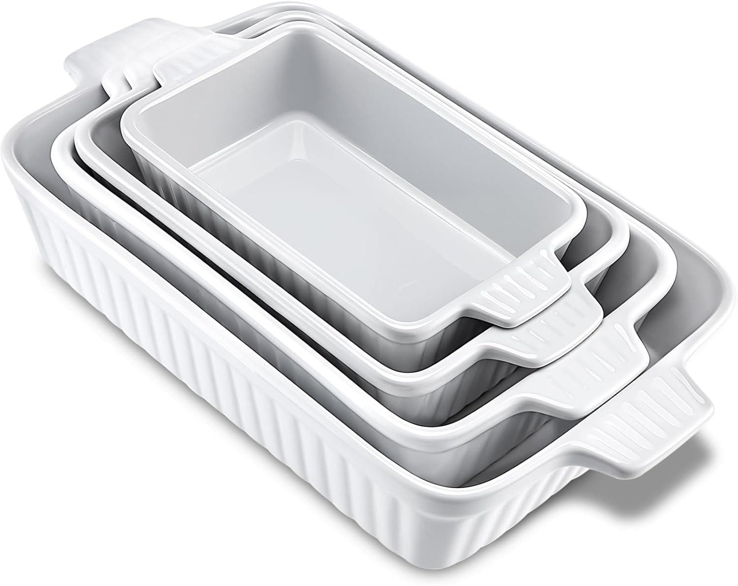 4-Piece White Ceramic Bakeware Set