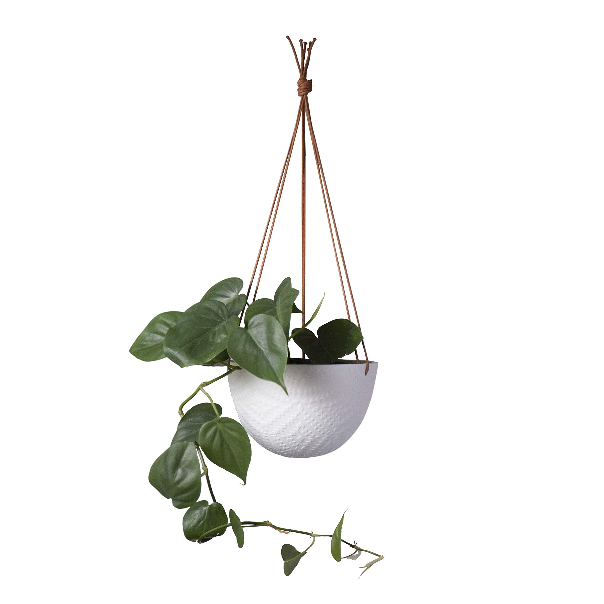 MyGift Modern White Ceramic Hanging Planter