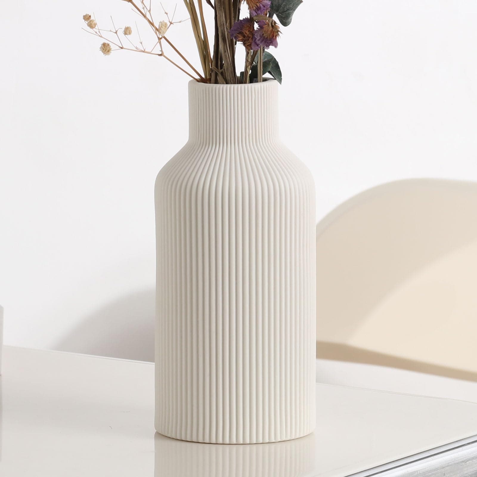 White Ceramic Vase, Small Cute Flower Vase