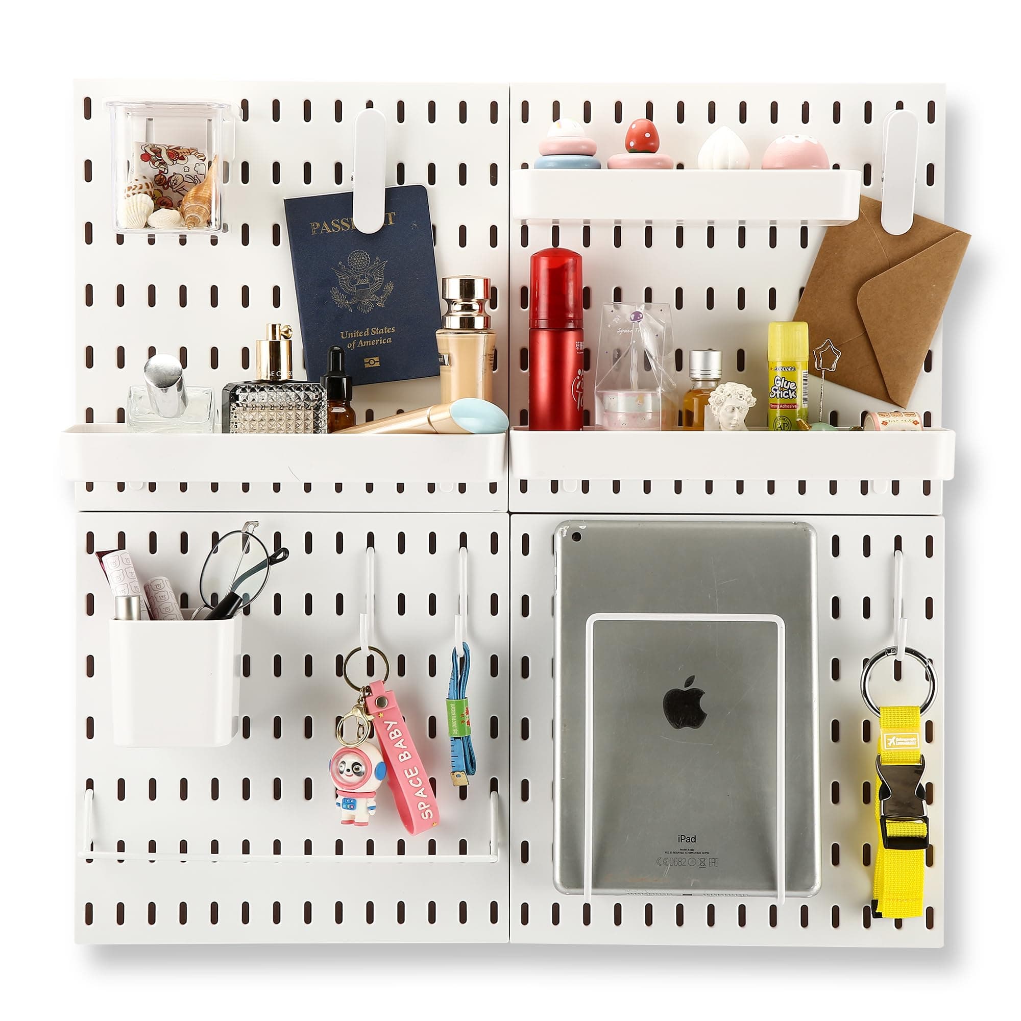 Keepo Peg Board Wall Organizer 22 x 22 in. White
