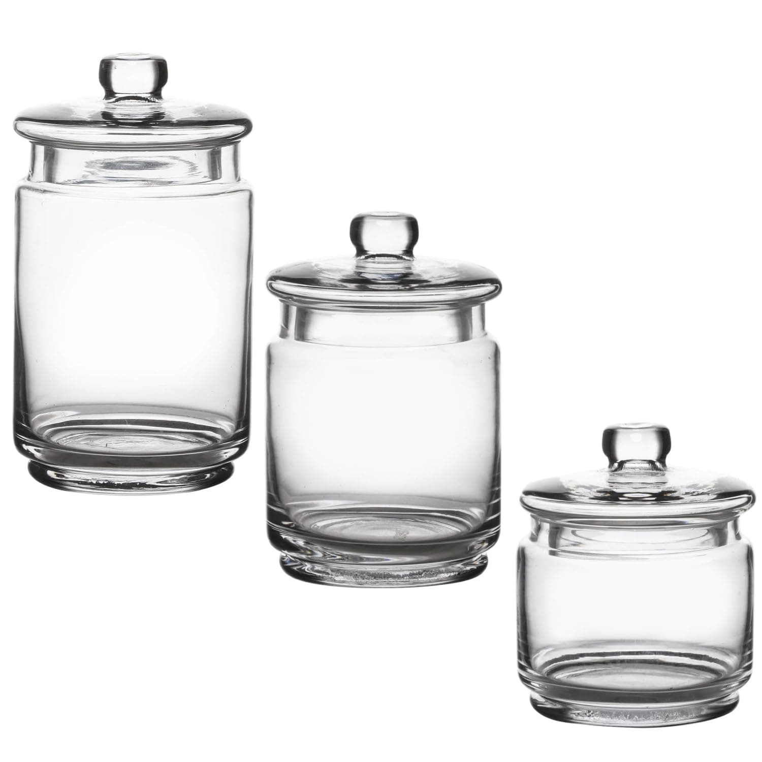 WHOLE HOUSEWARES Clear Glass Apothecary Jars - Cotton Organizer