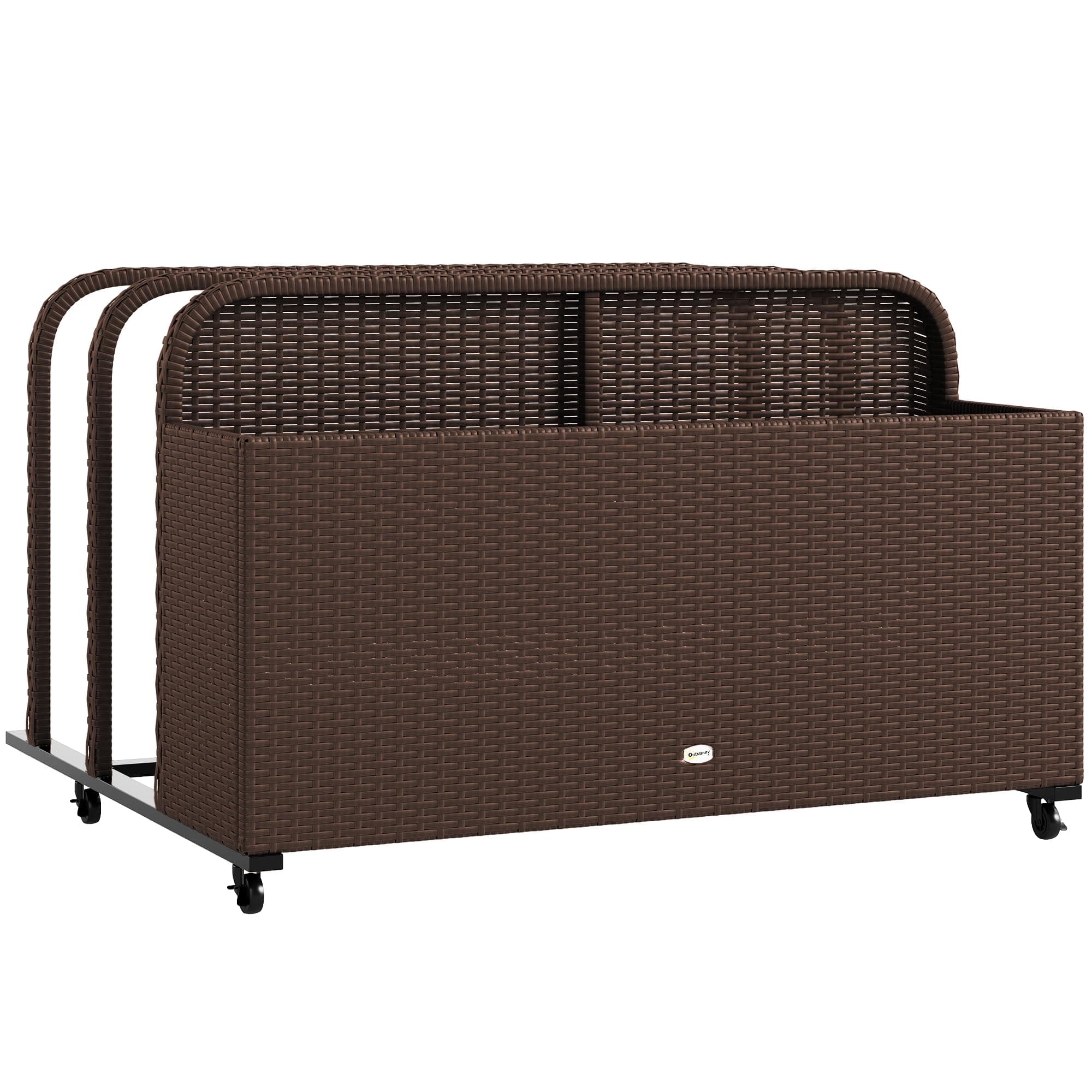 Poolside Wicker Rattan Float Storage Caddy with Rolling Wheels