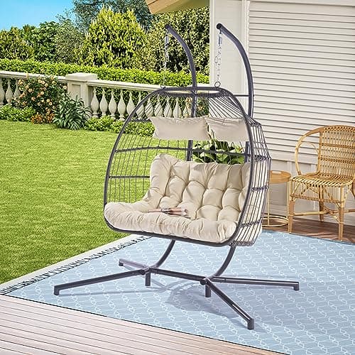 Wicker Rattan Outdoor Hanging Lantern Patio Set of 2