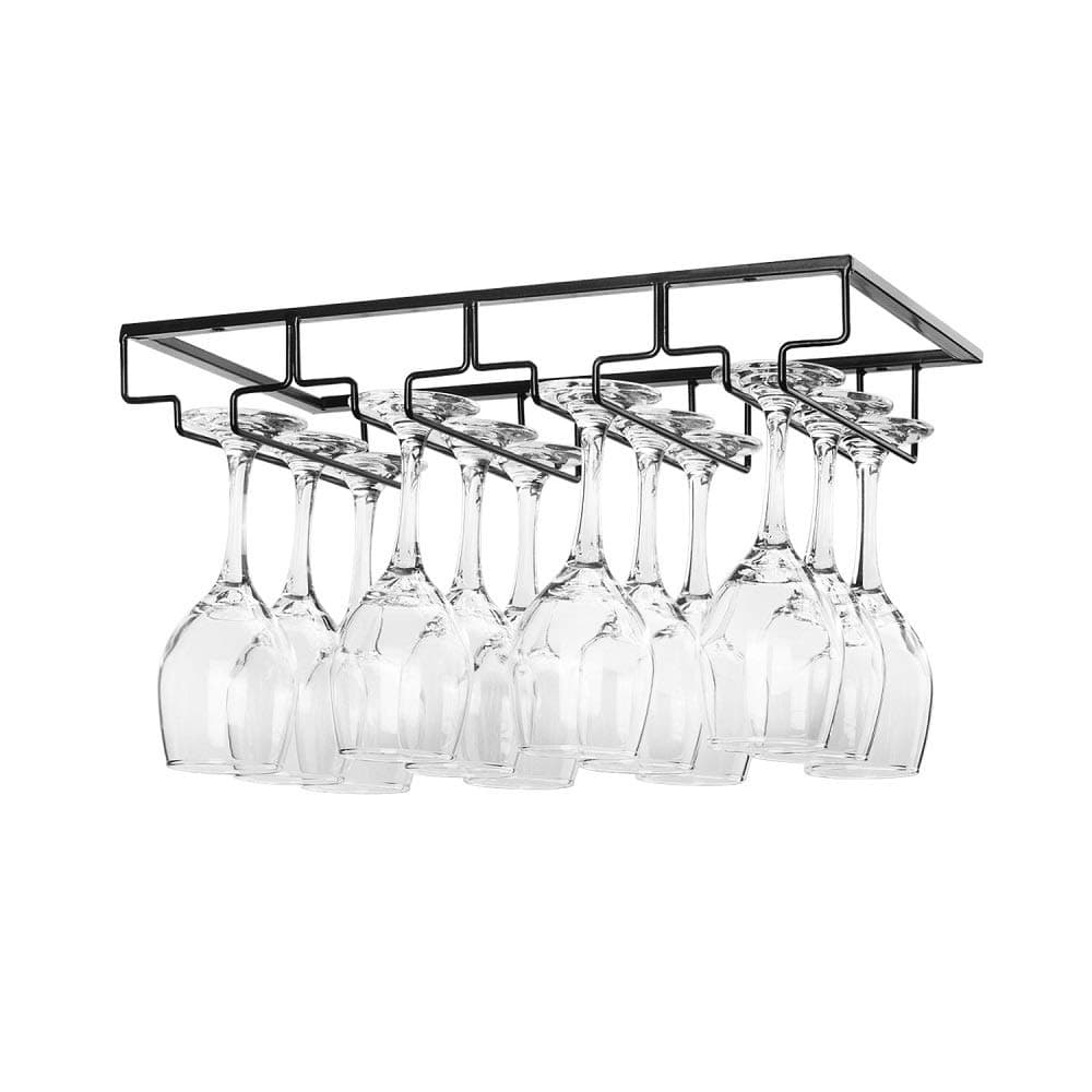 RedDreamer 14-Inch Black Under Cabinet Stemware Rack (Set of 4)