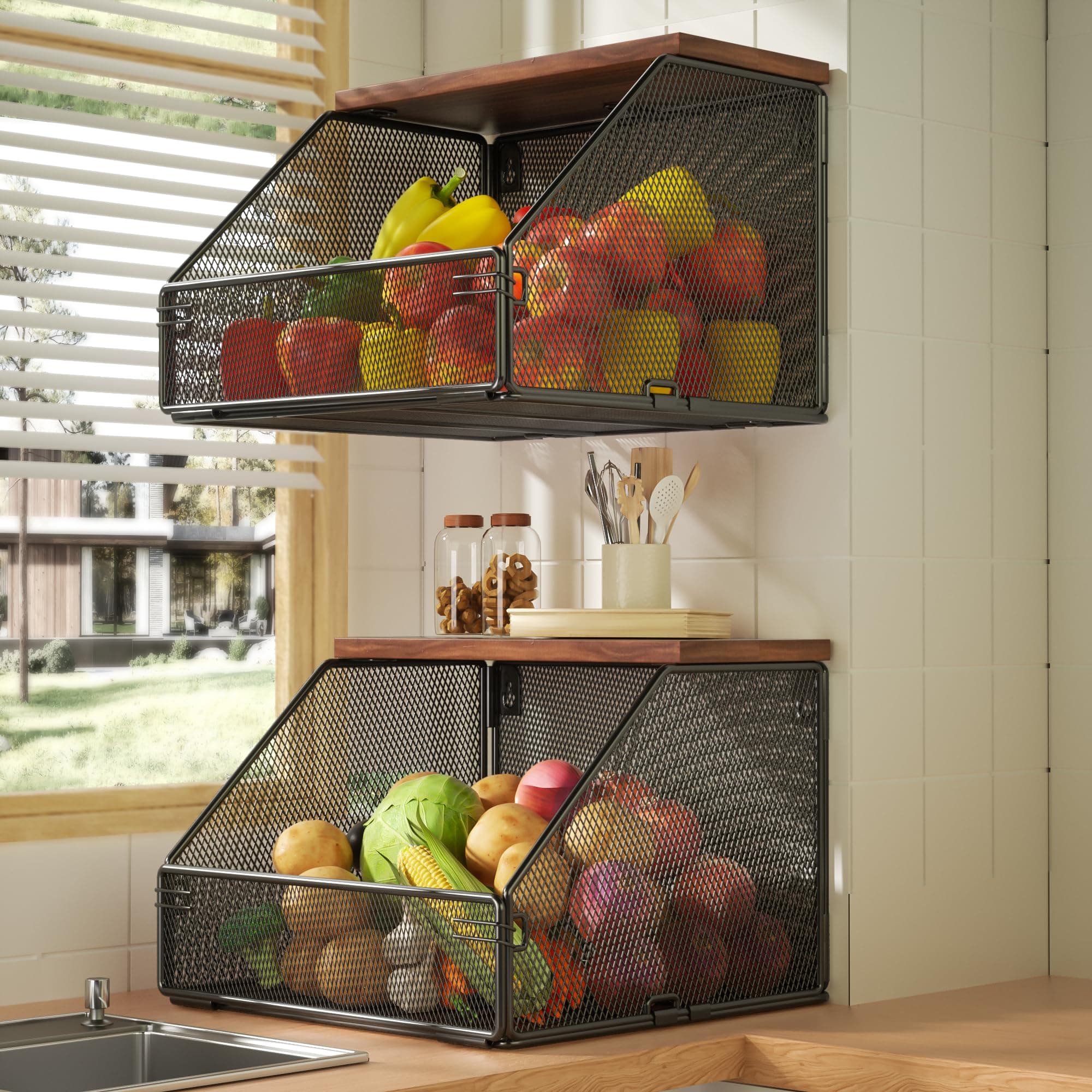 Liveon Wall Mounted Wire Fruit Basket