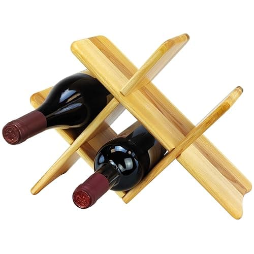 Wood Wedge 4-Bottle Stackable Wine Rack Natural
