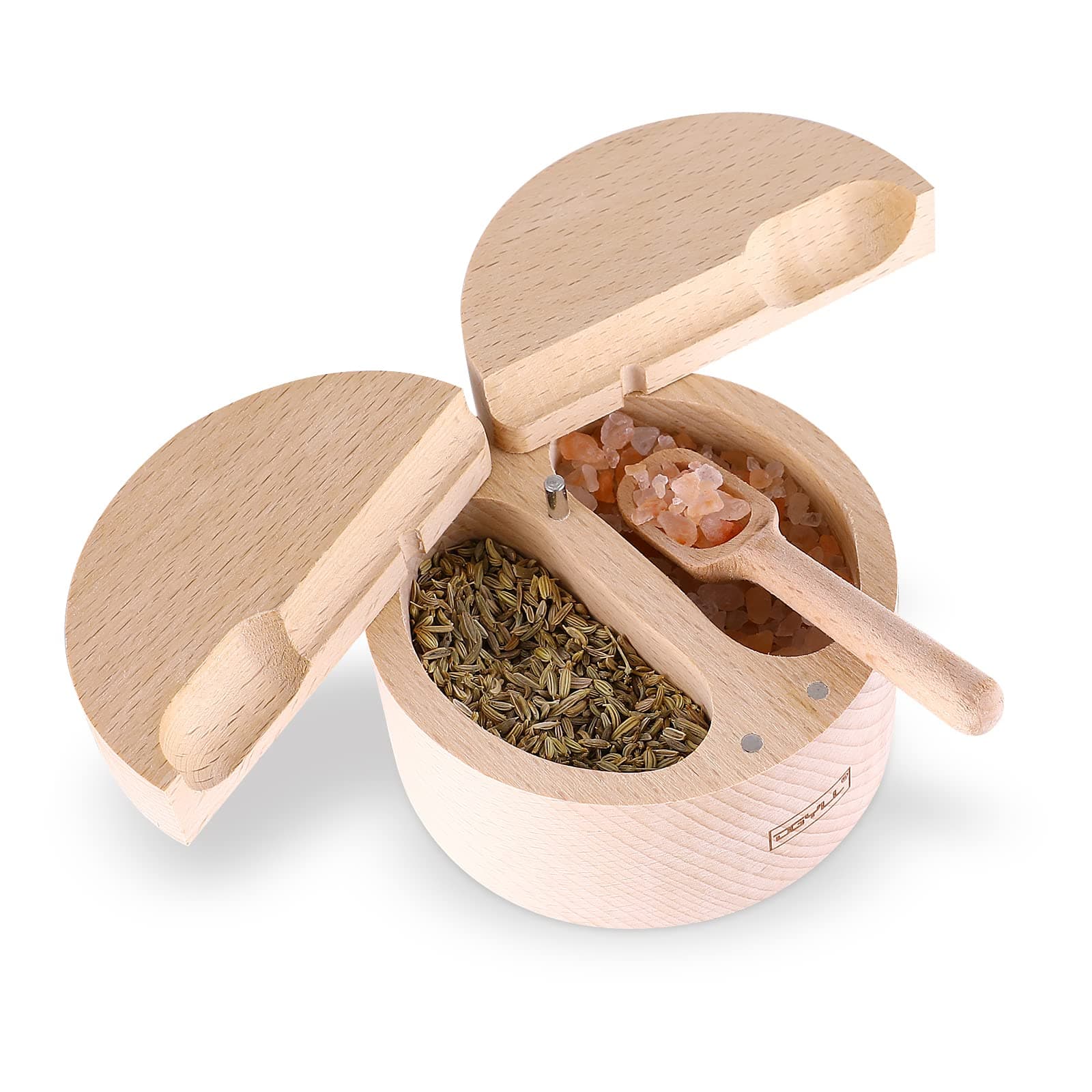 Wooden Salt Cellar with Magnetic Swivel Lid