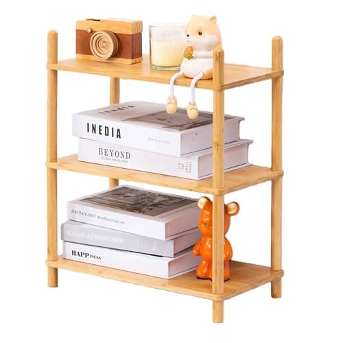 WooFawn Expandable Bamboo Desktop Organizer Shelf Riser