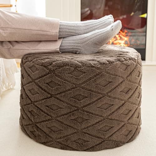 Woven Cotton Macrame Floor Pouf Natural