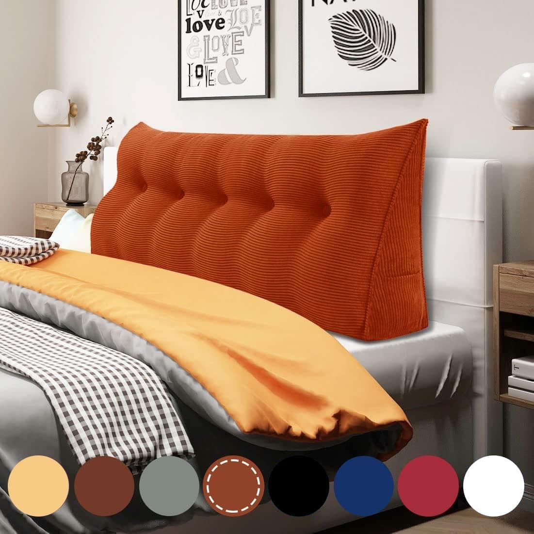 WOWMAX Cotton Corduroy Headboard Pillow Queen Coffee