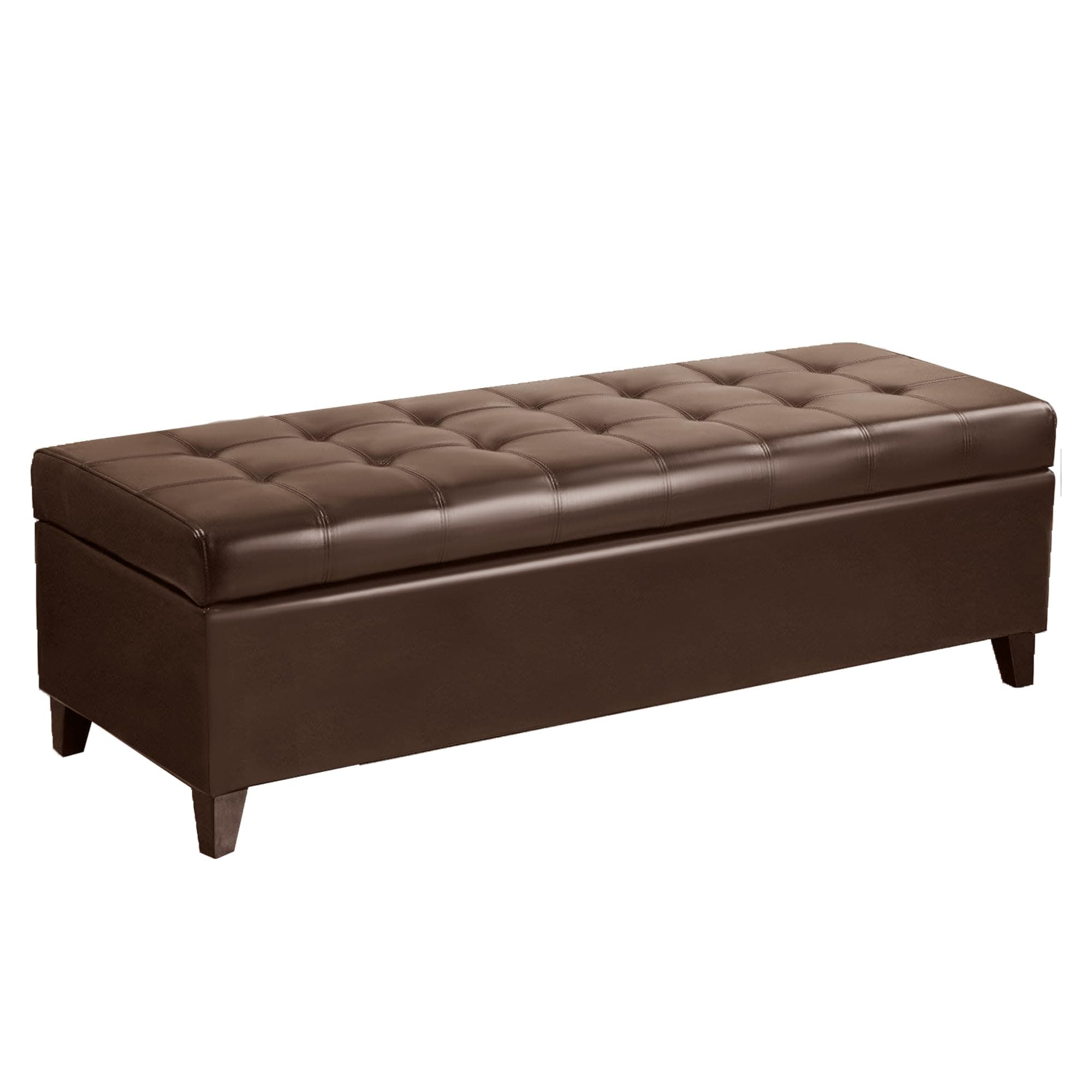 WUTUTUEE 41 in. Faux Leather Storage Ottoman — Stitch Tufted