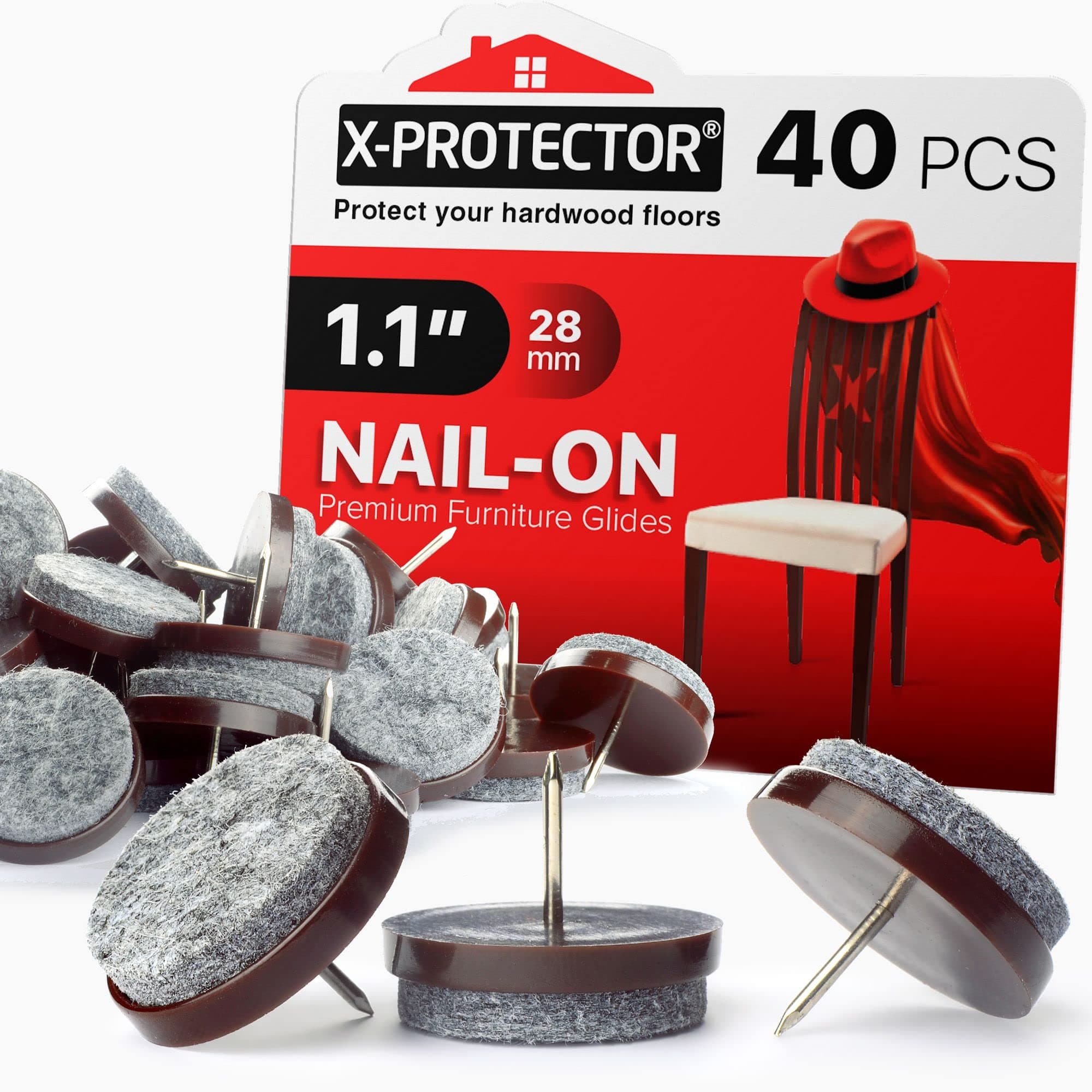 X-PROTECTOR Nail-On Felt Furniture Pads