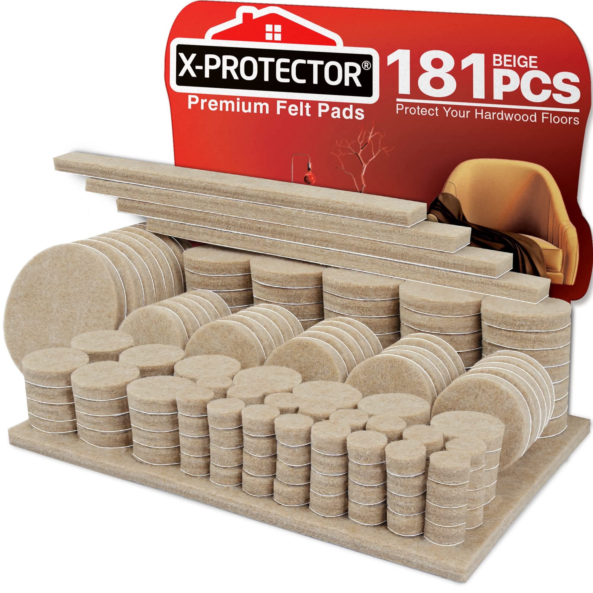 X-PROTECTOR Premium Felt Furniture Pads - 133 Pack