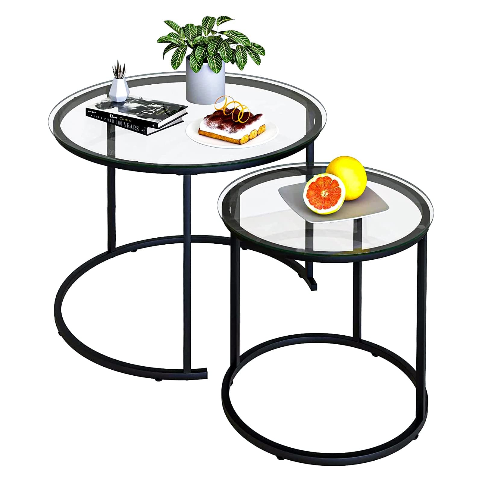 Yaheetech Round Nesting End Tables Set of 2