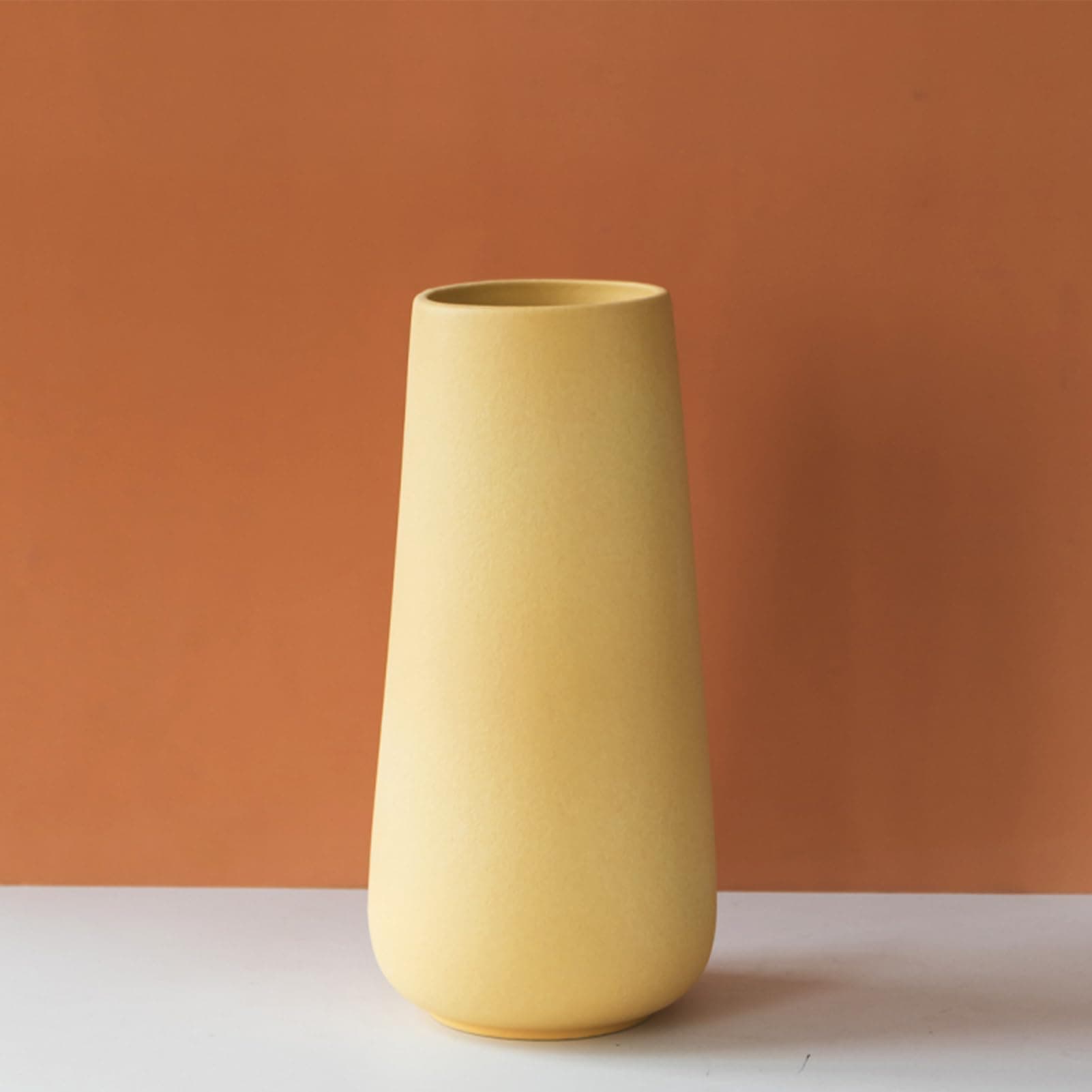 Wancetang Yellow Ceramic Vase, 8-Inch