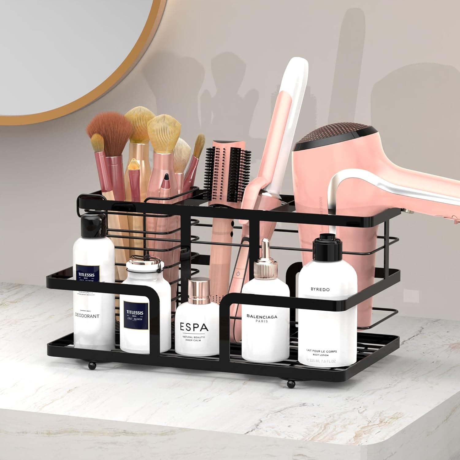 YIGII Hair Tool Organizer Wall Mount 4-Compartment