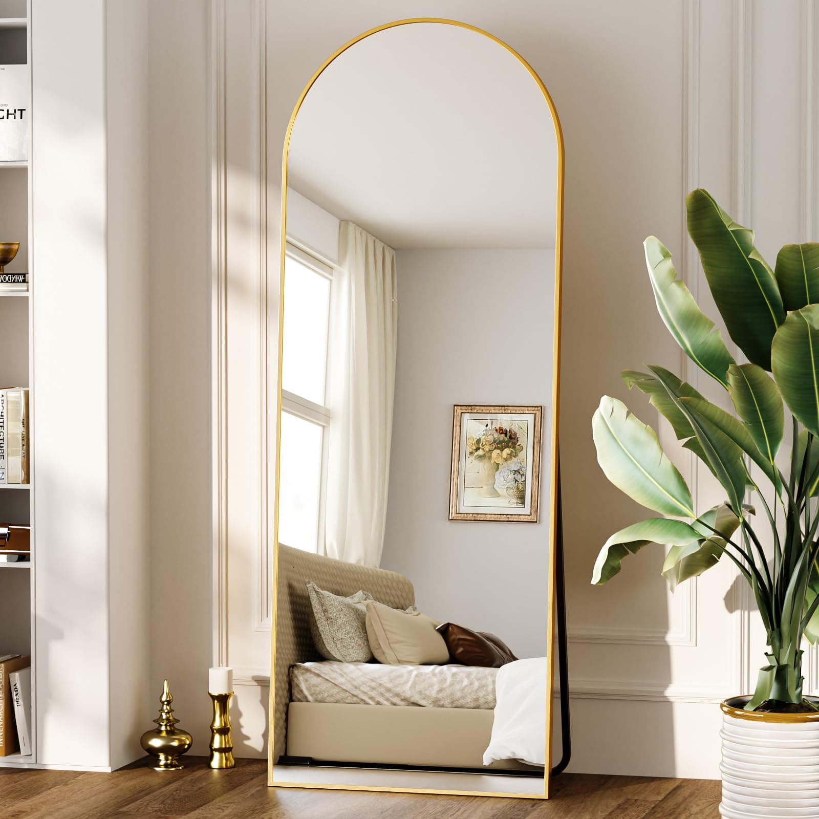 ZENOMIRRIS Arched Full Length Mirror — Gold, 26 x 71 in.