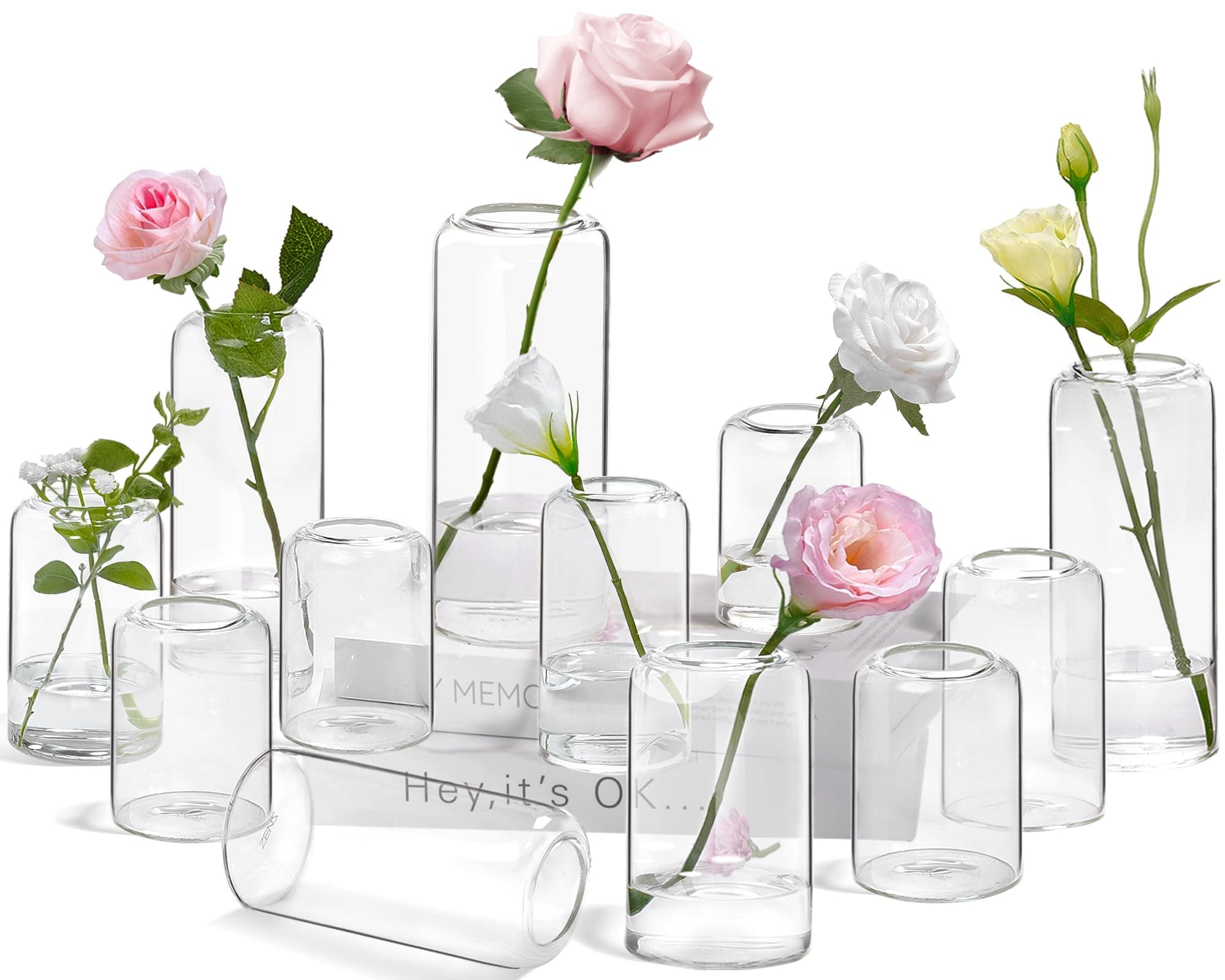 ZENS Bud Vases Set of 3, Modern Small Glass
